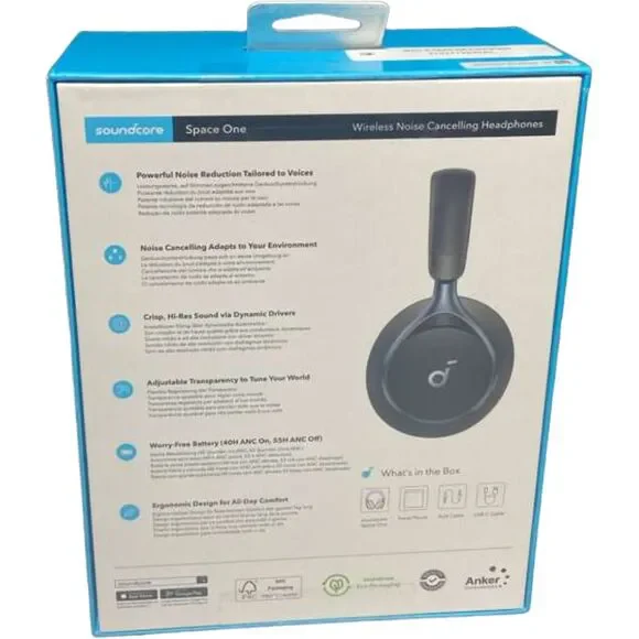 Anker Soundcore Space One Bluetooth Wireless Headphones Hybrid ANC 40H New - Picture 3 of 10